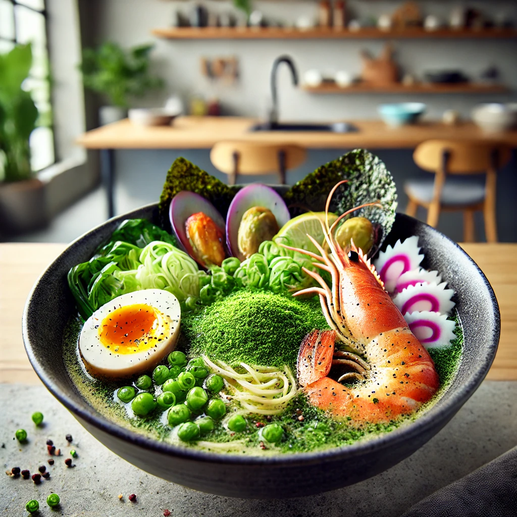 🌿 青汁を使った衝撃の美味レシピ：海鮮塩ラーメン＋梅干しの絶品コラボ 🌿