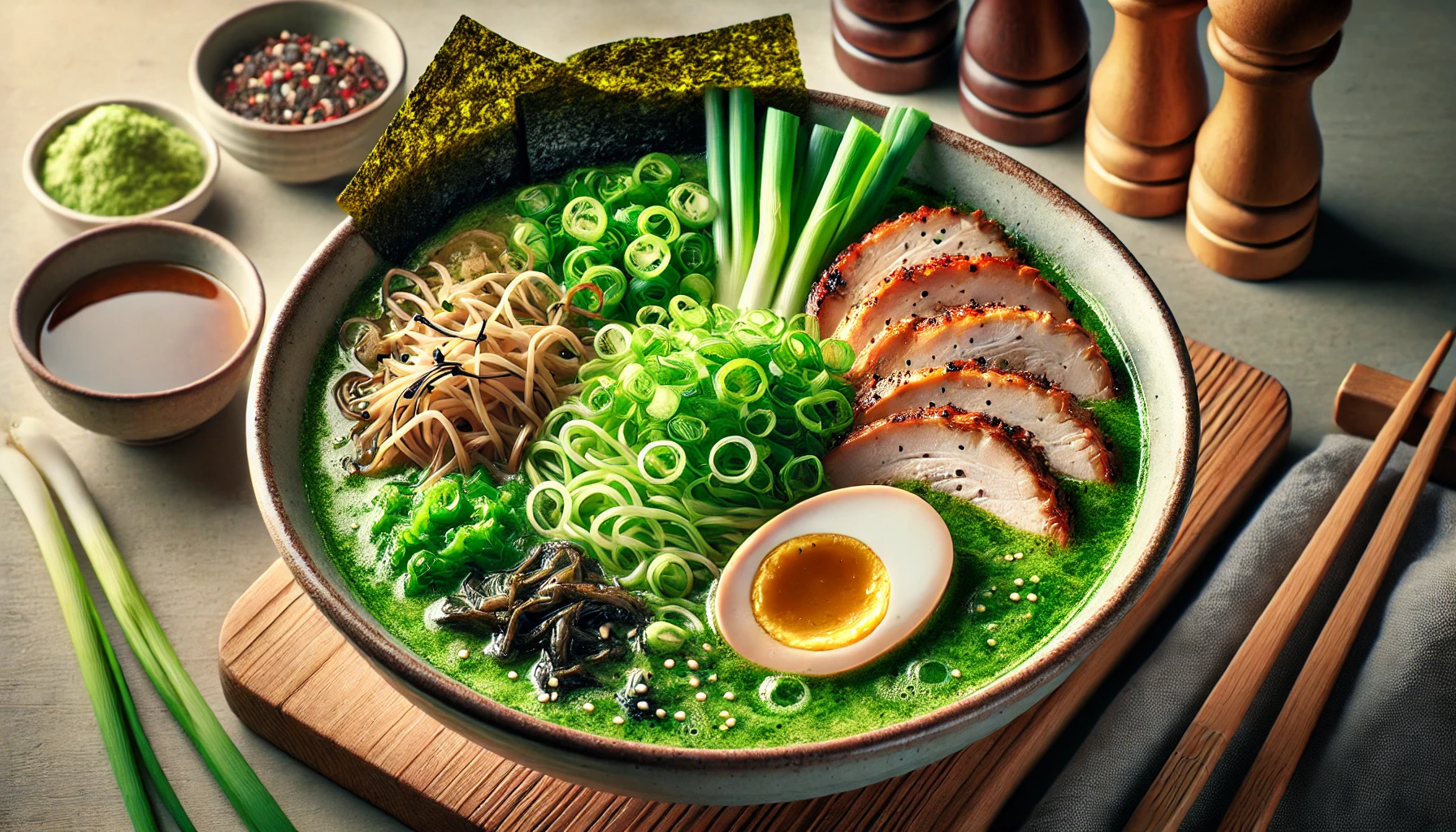 🌟驚愕！緑の魔法⁉青汁鶏塩らーめん🍜💚